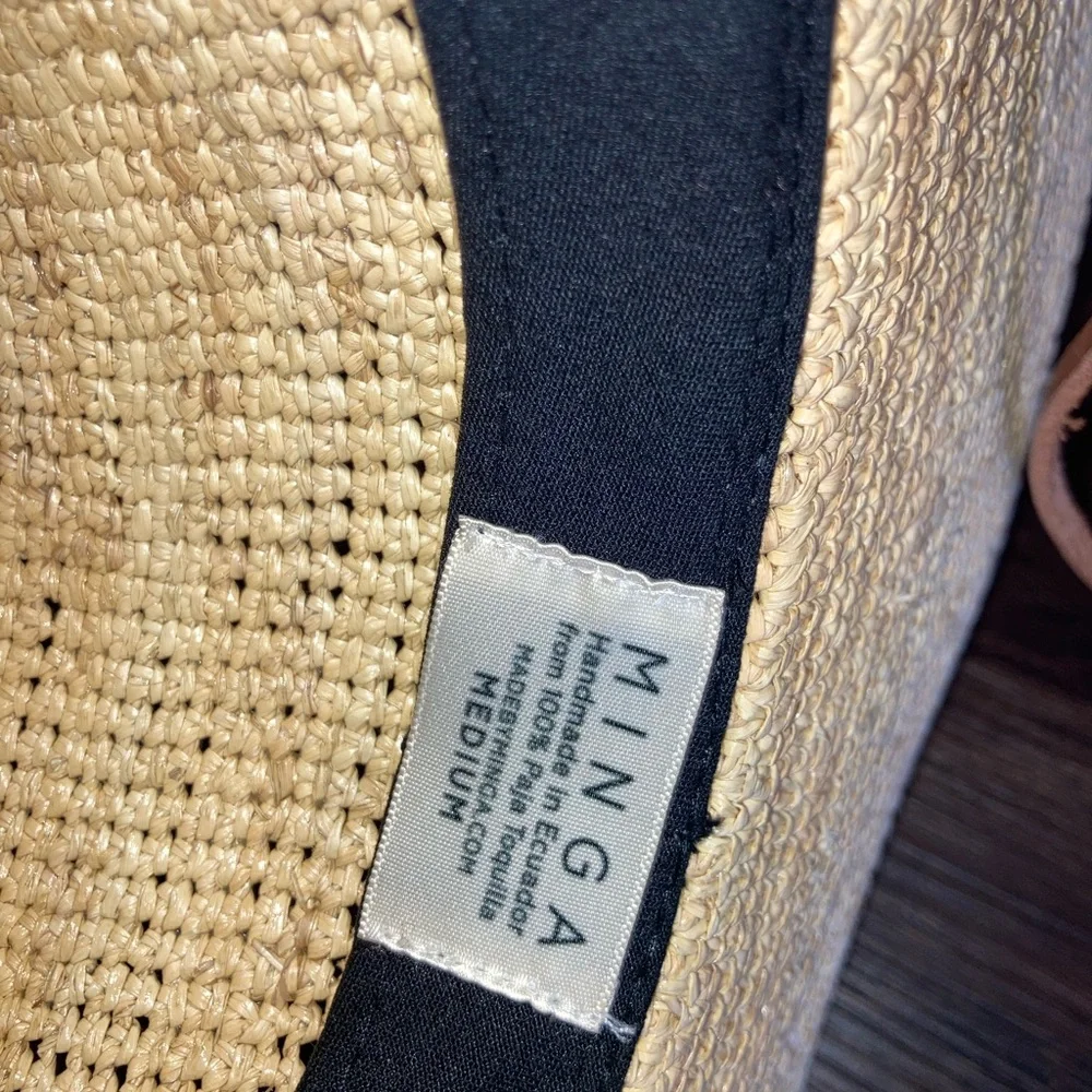 Made by Minga women’s wide Brim Straw Hat with Brown Band - Picture 6 of 7